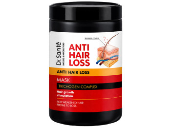 Маска для волосся Dr.Sante Anti Hair Loss, з аргініном, ніацинамідом, цинком та кальцієм, 1л
