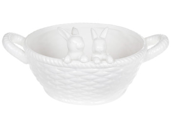 Декоративний керамічний кошик Зайчика, 22см, колір – білий