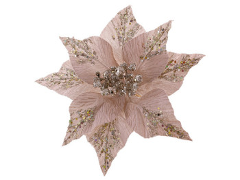 Бархатный цветок Пуансеттия, D28см, цвет - розовое золото