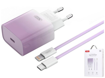 Сетевое Зарядное Устройство XO CE18 1Type-C PD/QC 30W Type-C to Lightning, Цвет Фиолетовый