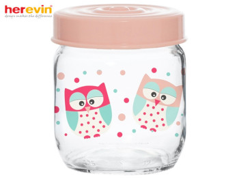 Банка стеклянная Herevin "Owl" с пластиковой крышкой 425мл 51133