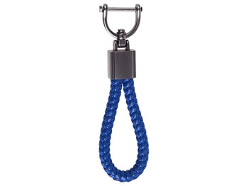 Брелок кож. зам. плетеный со скобой, синий