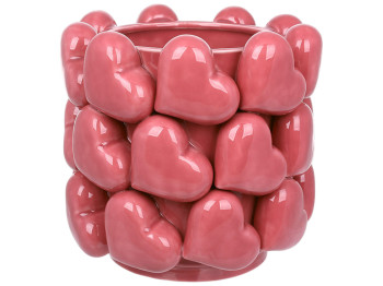 Ваза для цветов фарфоровая Heart розовая, D21×20см