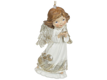 Декоративная подвеска Ангел со звездочкой, 11,5см, цвет - белый с шампанью