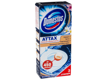 Стикер для очистки унитаза Domestos Attax "Тропическая свежесть" (450 смываний) 3шт по 10г