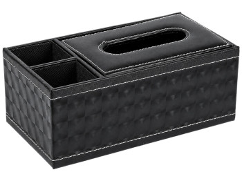 Диспенсер для серветок Black, дерево, PU, з відділеннями, 24×13×10 см