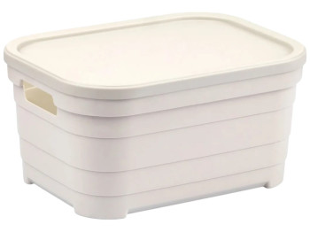 Корзина Idea Home Pyramid, прямоугольная, с крышкой, пластик, 3,8л, 24×18×12,5см, цвет бежевый