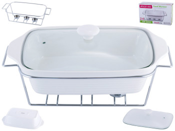 Мармит керамічний Kamille прямокутний, з підставкою 36х12,5х21см 2,4л