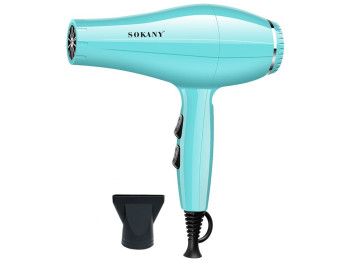 Фен Sokany, 950Вт, 2 режими, холодне повітря, концентратор, пластик, 1,8м, колір блакитний