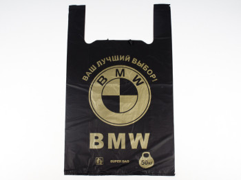 Кулек с ручками типа "майка" "BMW" (100шт) 38x58