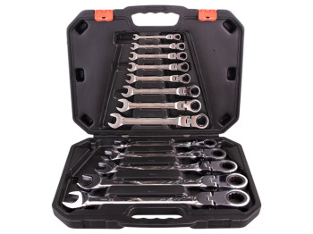 Набор ключей Alloid, комбинированные с трещоткой и карданом, 13 предметов, 8–32мм, сталь