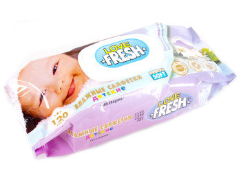 Вологі серветки дитячі Love Fresh "Алое вера" 120шт з клапаном