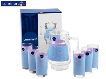 Набор для напитков Luminarc "Soffici Aqua" графин 1,6л и 6 стаканов 270мл (цена за 7 пр.) 15682