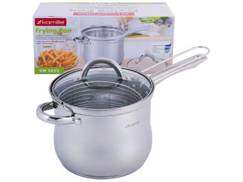 Каструля-фритюрниця Kamille нержавіюча сталь 18х18х15см 3,5л