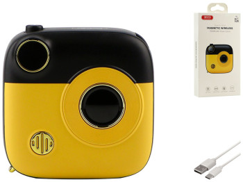 Power Bank XO PR223 Magnetic 15W mini camera digital display 10000mAh Цвет Черный+желтий