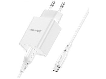 Мережевий зарядний пристрій Borofone BN5 18W QC3.0 Type C Колір Бiлий