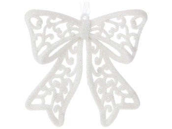 Ялинкова прикраса Бант 9см, колір - білий