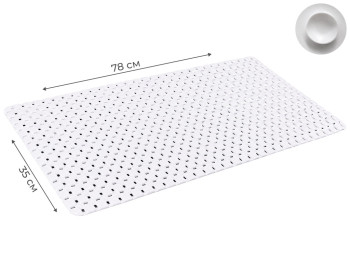 Килимок Bathlux для ванни, ПВХ, перфорований, антиковзкий, 78x35см, колір білий