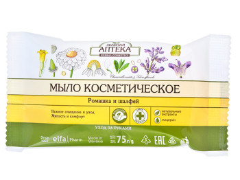 Мыло твердое косметическое "Зеленая Аптека" Ромашка и шалфей 75 г