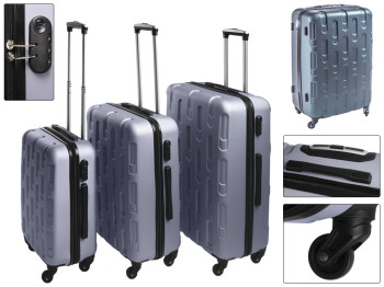 Набор чемоданов туристических пластиковых на колесиках (цена за набор 3шт)