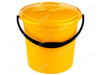 Ведро R plastic желтое, с крышкой, 12л