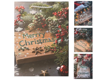 Пакет новогодний бумажный L Merry Christmas, 31х42х11см