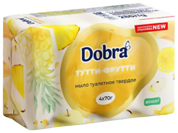 Мило туалетне тверде Dobra Тутті-Фрутті, 70г, 4шт