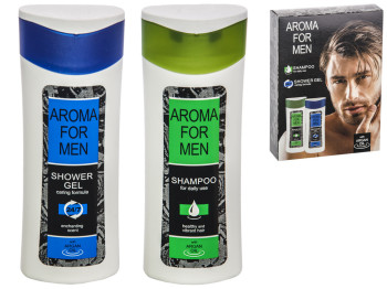 Подарочный набор мужской AROMA FOR MEN (шампунь 200мл+гель для душа 200мл)