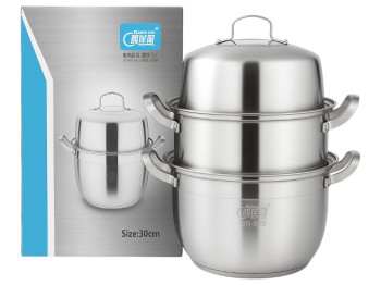 Мантоварка Benson из нержавеющей стали, цвет серебристый, диаметр 30 см.