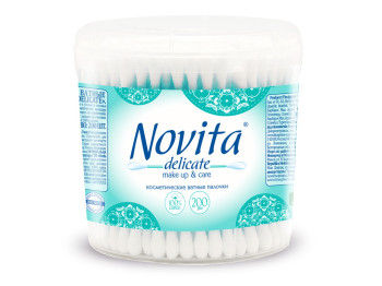 Ватні палички Novita Delicate в круглій банці 200шт