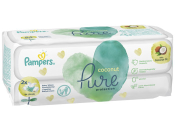 Влажные салфетки детские Pampers Pure Protection Coconut биоразлагаемые 2х42шт