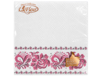 Салфетки бумажные двухслойные La Fleur Украинская роспись, 33×33 см, 16 шт