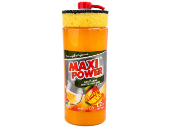 Средство для мытья посуды Maxi Power Манго, с губкой-дозатором, 1,2 л