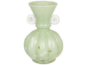 Ваза скляна Jade, ручної роботи, нефритово-зелена, D17 × 26,5 см