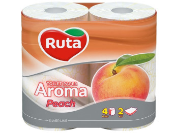 Туалетная бумага Ruta Персик, 2х слойная, 4шт