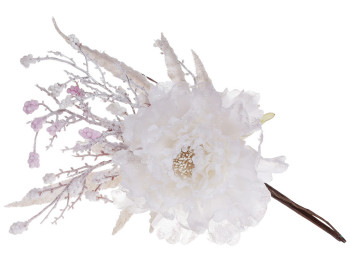 Декоративный искусственный цветок Пион, 13х30см, цвет - ванильный крем