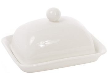 Масленка фарфоровая Naturel, 17см, цвет - белый