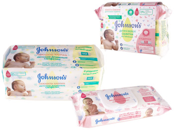 Влажные салфетки детские Johnson`s Baby "Нежность хлопка" 112шт + "Нежная забота" 56шт в подарок