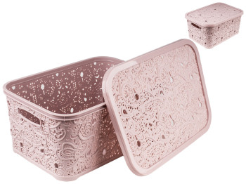 Корзина с крышкой Ажур (цвет - капучино) 10л Efe plastics