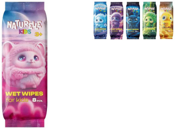 Салфетки влажные детские Naturelle Kids, без спирта, со стикером, 110×45×20мм, 8шт
