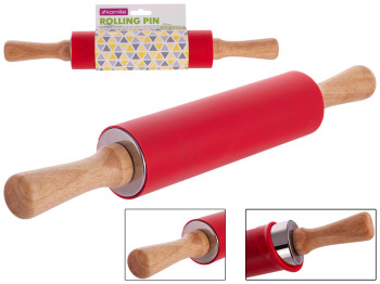 Скалка для раскатки теста и мастики Kamille силикон 37см