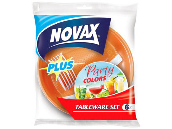 Набор одноразовой посуды цветной на 6 персон Novax Plus