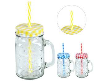 Чашка-банка з кришкою і трубочкою, що закручується, 500мл, R29806/R101052-S