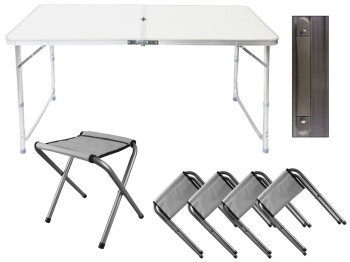 Стіл-чемодан розкладний туристичний зі стільцями (4 шт)