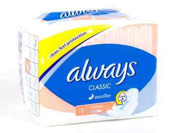 Прокладки Always "Classic Sensitive Normal Single" 10шт 4капли