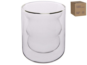 Стакан с двойной стенкой Piccolo Onda стеклянный 8,5х9,8см 250мл