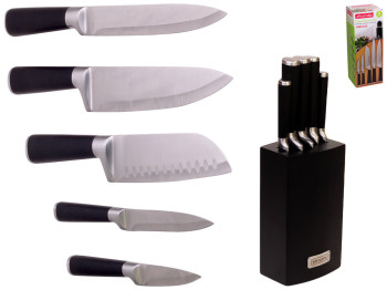 Набор ножей на подставке из ABS 6 предметов Kamille нержавеющая сталь, с полыми ручками Soft touch