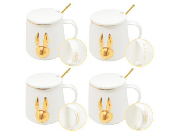 Чашка с крышкой и ложкой Golden rabbit 400мл