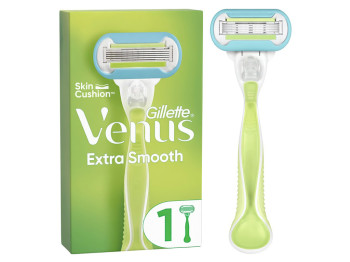 Станок для бритья Gillette Venus Extra Smooth, с 1 сменной кассетой, 5 лезвий, пластик, цвет зеленый