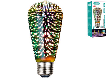 Лампа светодиодная Aerbes, ST64, 3D фейерверк, E27, 5Вт, RGB свет